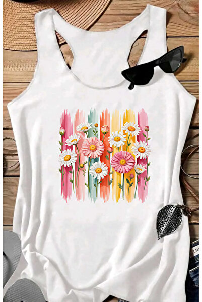 SUNFREE Colorful Daisy B Printed Women's Swimmer Athlete Tshirt