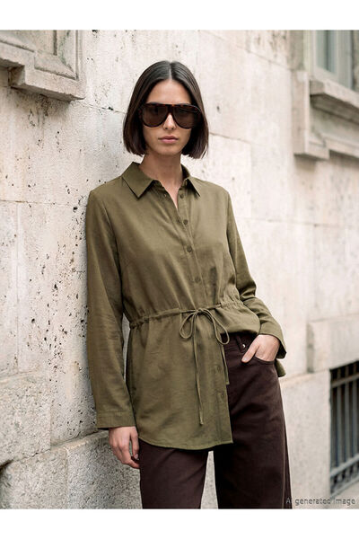 LC Waikiki Rmz Gi̇yi̇m Farkiyla Loose Fit Dobby Women's Shirt Tunic