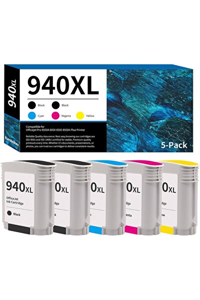 HP 940XL KUTUSUZ MUADİL OfficeJet 8000 8500 8500A A909a A809a A910a (2 Black,...