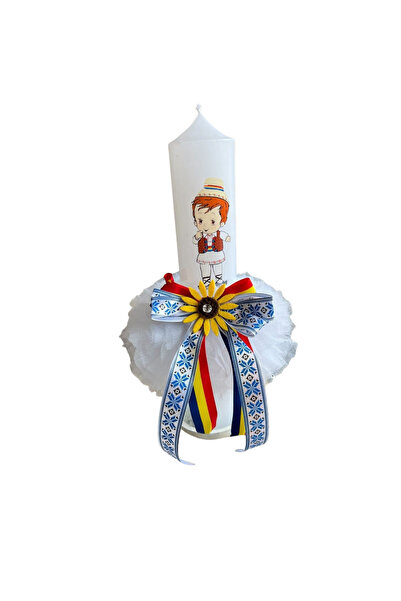 Your Baby Store Lumanare botez baiat traditional – albastru electric, 35 cm