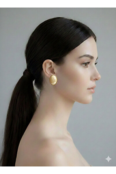 Açıkmeşe Ev Yaşam Ürünleri Lüks Minimal Oval Küpe Krem Ton | Şık ve Hafif Tas...