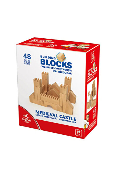 Deico Joc Cuburi Constructie Cetate Medievala – Set din lemn 48 piese