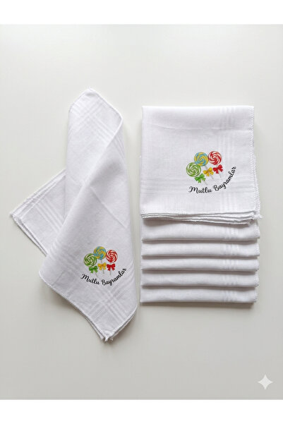 ASPA Hediyelik Bayram Mendili 10 ADET Baskılı Bayramlık Pamuk Mendil 28x28 cm...