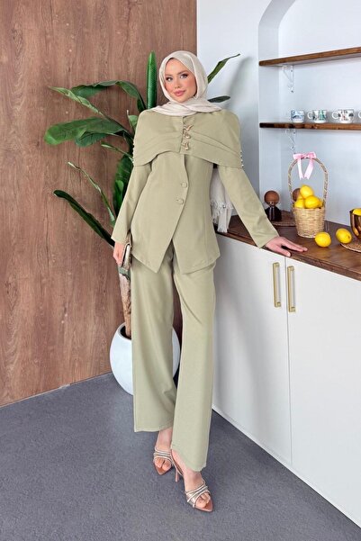 Hazamoda بدلة بيرجن بأزرار بلون النعناع