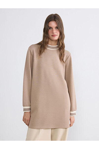 LC Waikiki Lcw Everyday Brown Mock Neck Soft Touch Women's Sweatshirt Tunic