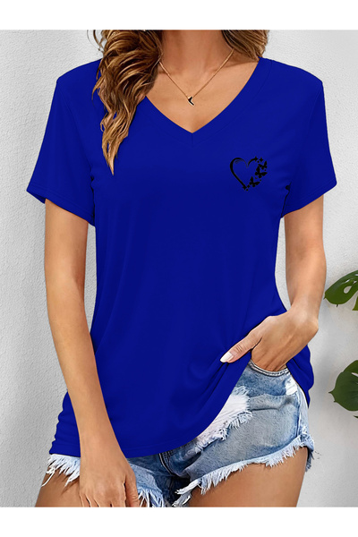 mercoledi Дамска тениска с V-образно деколте, дълъг ръкав и редовна кройка с ...