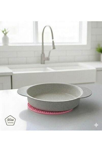 5Gen Tasarım Pembe Silikon Nihale & Kalburabastı Şekillendirici, Petek Desenli, Çaydanlık Altlığı (18cm)