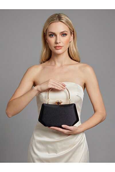 Biçanta Black Color Imported Luxury K Velvet Chain Metal S Strappy Crystal St...