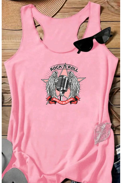 SUNFREE Rock'N Roll Printed Women's Sleeveless Swimmer Athlete Combed Cotton ...