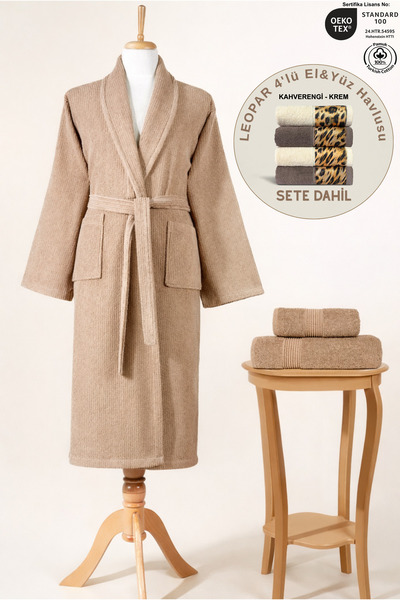 Ellaline Set de cu dungi halate de baie pentru femei, bumbac 100% certificate...