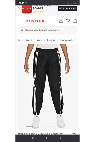 Nike NikeSiyah Erkek Çocuk Düz Sweatpant FZ5237-010-K NK RPL CROSSOVER PANT