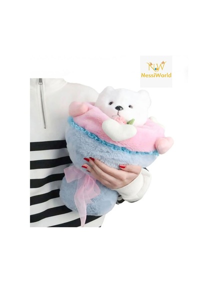 NW NessiWorld Love Bouquet Plush Flower Bouquet with Plush Teddy Bear 40 cm