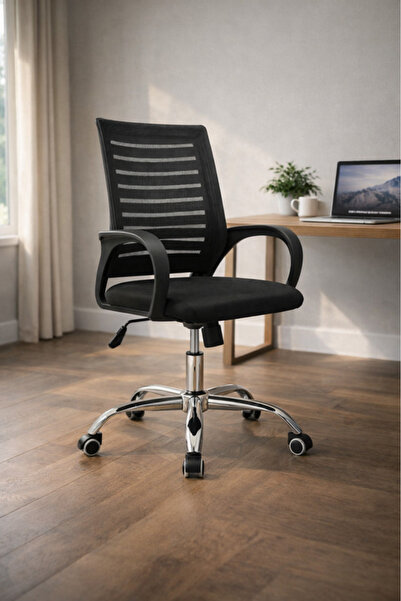 MARIA HOMES Black Mesh Office Chair with Adjustable Height