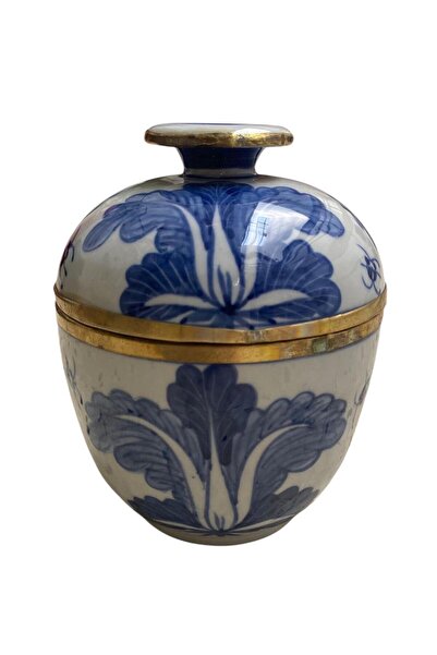 Mondschein Leaf Bleu Blanc Seramik Obje ( 10,5 X 10,5 X 13 Cm )