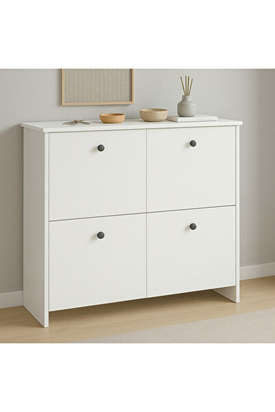 St Morritz Şık ve fonksiyonel 4 bölmeli ayakkabılık, raflı ve kapaklı tasarım