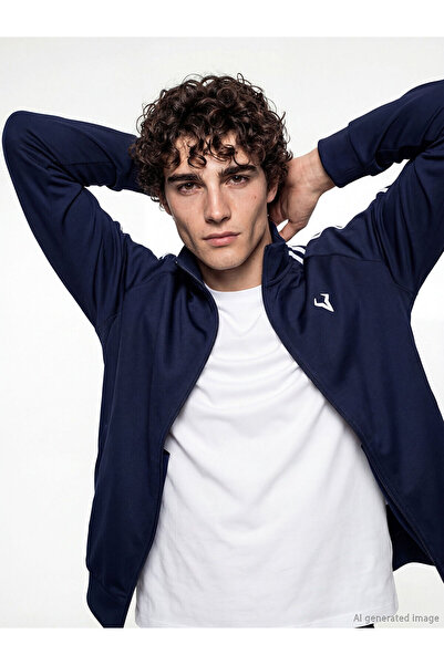 LC Waikiki Ozmarka New Season Mock Neck Striped Men's Zippered Sweatshirt