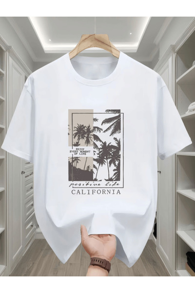 one button Design special California cu imprimeu Premium supradimensionat tricou