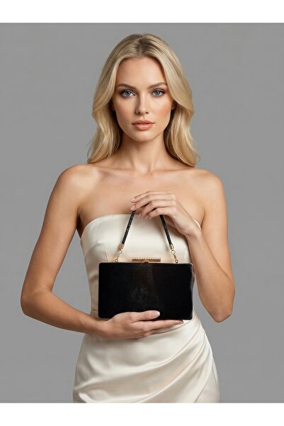 Biçanta Culoare neagră, importată, de lux, K catifea, cu lanț metalic, S cu c...