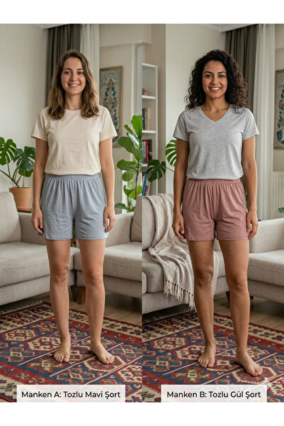 Butik Penye bel lastikli kadın şort