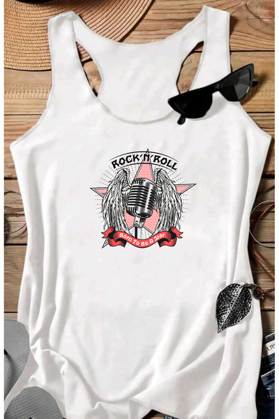 SUNFREE Rock'N Roll Printed Women's Sleeveless Swimmer Athlete Combed Cotton ...