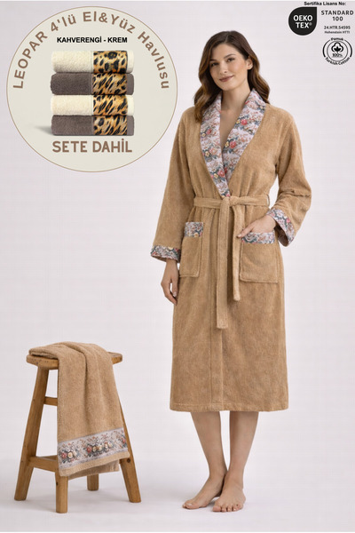 Ellaline Set de halate de baie florale pentru femei FIORE, bumbac 100% certif...