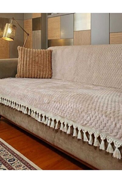 DAHABELLA LUXE HOME Ultra Soft Plush Non-Slip Sole Tasseled Luxury Sofa Throw...