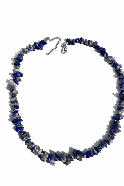 MİVA Doğal Lapis Lazuli & Sodalit Kırık Taş Kolye – El Yapımı Doğal Taş Kolye