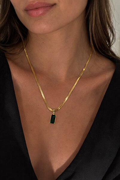 Italian Crushed Green Zircon Women's Necklace Pool,Seaworthy Gold 316L 40+5cm 3 Years Warranty