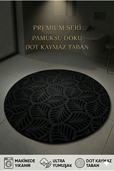 FOREVERALDORA Round Black Bath Mat – Plush Soft Textured Lux Pufy Rug - Non-S...