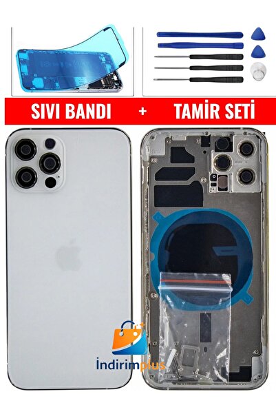 indirimplus iPhone 12 Pro Max Kasa Boş Kasa + Beyaz Titanyum Montaj Seti+Sıvı...