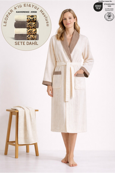 Ellaline Комплект із 2 жіночих контрастних халатів, 100% бавовна, сертифікова...