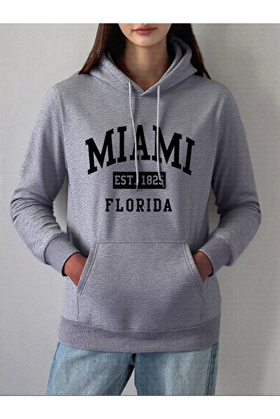 NOISSEY هوديي ميامي إيست 1825 فلوريدا بطبعة مطبوعة للنساء شتاء صوف الفليس بلو...