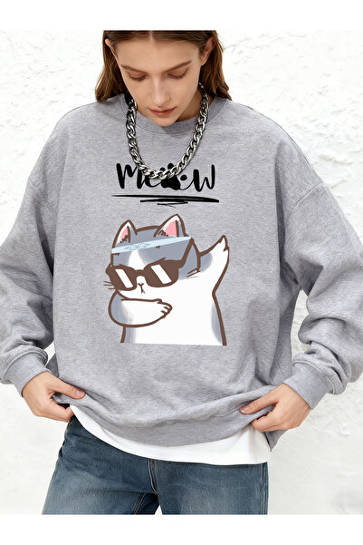 NOISSEY Cool Cat Cartoon Printed Women's Hooded Above Basic Oversized Jogger ...