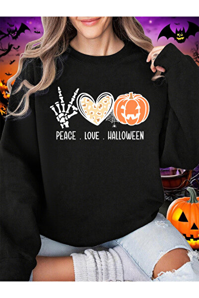 NOISSEY Hanorac de Halloween cu imprimeu cu inimă, dovleac, lanternă și pânză...