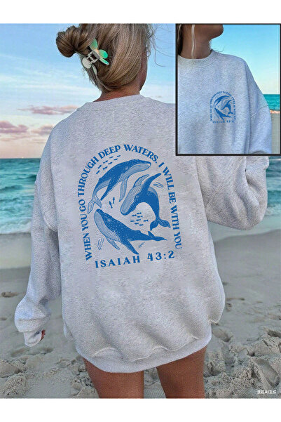 NOISSEY Isaiah 43 2 Balina με τύπωμα Φούτερ για Γυναικεία Crew Neck Basic K μ...