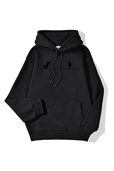 NOISSEY Hanorace pentru femei Mozaic Game Cactus Little Dinosaur Print Pulove...