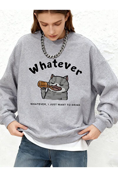 NOISSEY Drunk Cat Cartoon Printed Sweatshirts Autumn Warm Long Sleeve Hooded ...
