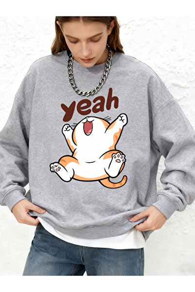 NOISSEY Yes Happy Cartoon pisică cu imprimeu cu glugă Topuri pentru femei Iar...