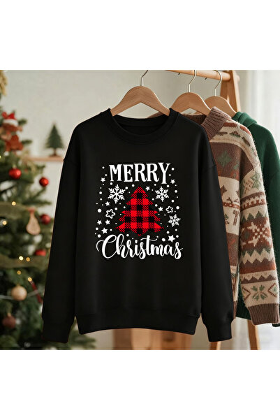 NOISSEY Crăciun Fericit Red Grid Tree cu imprimeu Hanorac pentru femei, lejer...