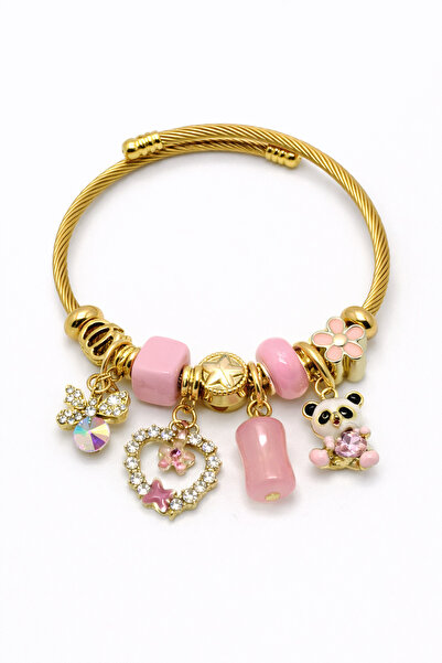 MakeWell Stainless Steel Charm Bracelet Lotus Heart Butterfly and Flower Figu...