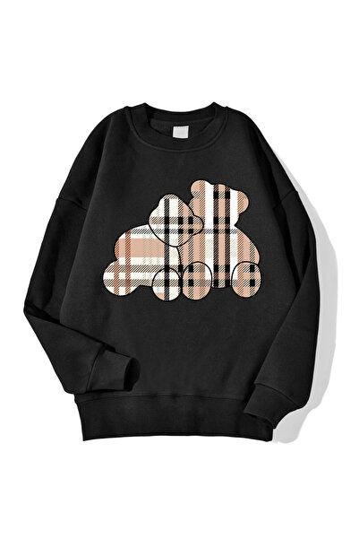 NOISSEY تي شيرت نسائي مريح مطبوع عليه دمية دب بغطاء رأس قطعة مريحة صوف الفليس...