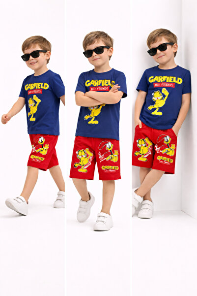mini kanka Character Printed Cute Printed Boys T-Shirt Shorts Summer Set 2-5 ...