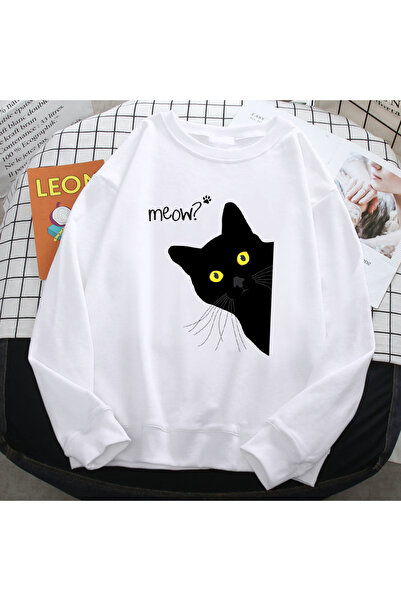 NOISSEY Zimska Harajuku ženska majica Meow crna mačka print kapuljača ležerna...