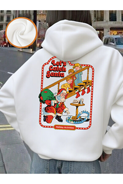 NOISSEY Let'S Catch Santa cu imprimeu cu glugă Topuri pentru femei, confortab...