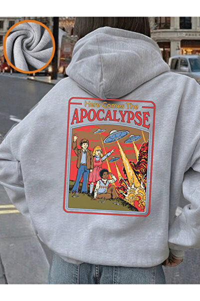 NOISSEY Here Comes the Apocalypse Ufo B Printed K Hooded Ar Women's Winter P ...