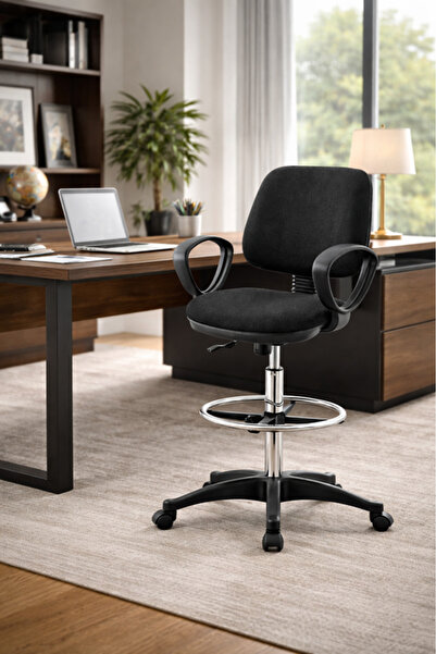 MARIA HOMES Black Counter Chair with Adjustable Height