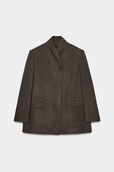 Açelya Okcu Premium Noar Herringbone Wool Mixed Woven Jacket