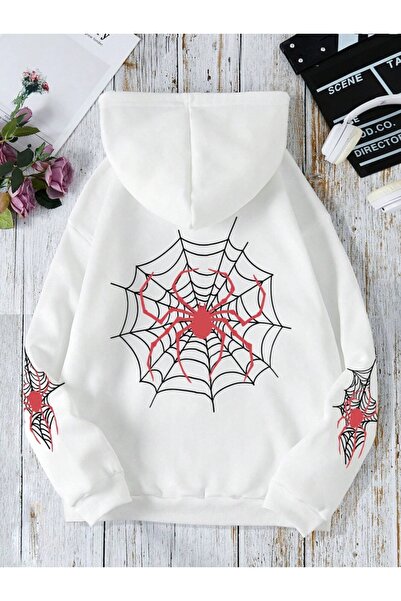 NOISSEY Απλές αράχνες & ιστοί αράχνης με τύπωμα γυναικεία φούτερ με κουκούλα ...