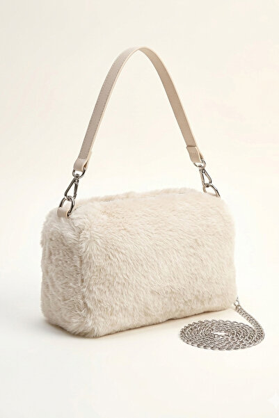 LAREON cu textură moale blană artificială Detaliat geantă de umăr - bretea di...
