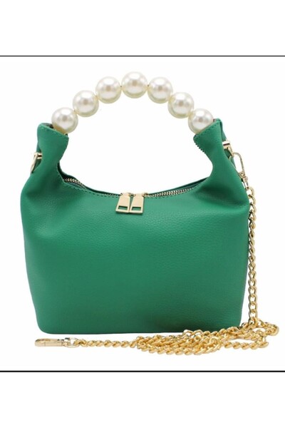 bag HOUSEBAGS YEŞİL İNCİ KULP DETAYLI OMUZ ÇANTASI